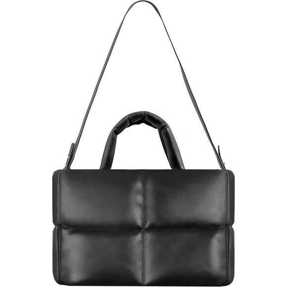 ✨ Epedal24 Crossbody Bag Women Black Puffer Quilted Soft Cotton Leather Handbag